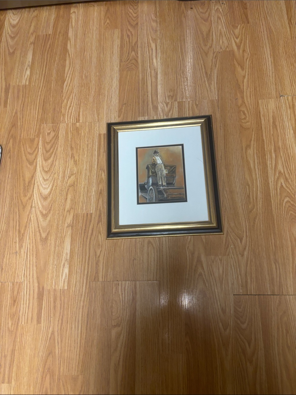 Framed Home Art Painting in Gold and White